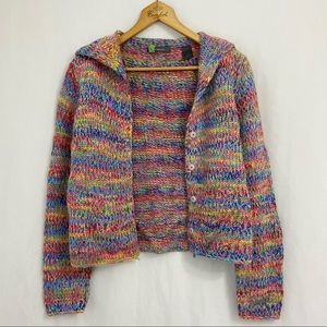 Vtg 00s Rainbow Knit Sweater Cardigan